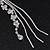 Long Silver Plated Clear Diamante 'Tassel' Drop Earrings - 11cm Length - view 3