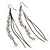 Long Gun Metal Clear Diamante 'Tassel' Drop Earrings - 11cm Length - view 7