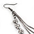 Long Gun Metal Clear Diamante 'Tassel' Drop Earrings - 11cm Length - view 5