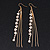 Long Gold Plated Clear Diamante 'Tassel' Drop Earrings - 11cm Length - view 4