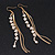Long Gold Plated Clear Diamante 'Tassel' Drop Earrings - 11cm Length - view 7