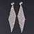 Long Top Grade Austrian Crystal Mesh Earrings In Silver Plating - 8cm L