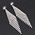 Long Top Grade Austrian Crystal Mesh Earrings In Silver Plating - 8cm L - view 7