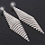 Long Top Grade Austrian Crystal Mesh Earrings In Silver Plating - 8cm L - view 12