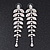 Long Crystal 'Leaf' Earrings In Silver Plating - 8.5cm Length