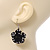 3D Black Diamante 'Rose' Drop Earrings In Silver Plating - 5cm Length - view 3