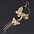 Long Delicate Filigree Butterfly Drop Earrings In Gold Plating - 13cm Length - view 5
