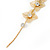 Long Gold Tone Floral Filigree Drop Earrings - 12.5cm Length - view 10