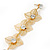 Long Gold Tone Floral Filigree Drop Earrings - 12.5cm Length - view 11