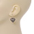 Marcasite Burn Silver Tone 'Heart' Drop Earrings - 3cm Length - view 2