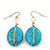 Gold Plated Turquoise Stone Wired Bead Drop Earrings - 5cm Length - view 5