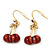 Small Sweet Red Resin 'Cherry' Drop Earrings In Gold Plating - 3.5cm Drop - view 1