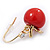 Small Red Resin 'Apple' Drop Earrings In Gold Plating - 2.8cm Length - view 7