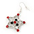 Red/Green/White Crystal 'Christmas Star' Drop Earrings In Silver Plating - 5cm Length - view 2