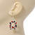 Red/Green/White Crystal Christmas Holly Wreath Drop Earrings In Silver Plating - 5cm Length - view 3