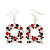 Red/Green/White Crystal Christmas Holly Wreath Drop Earrings In Silver Plating - 5cm Length