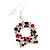 Red/Green/White Crystal Christmas Holly Wreath Drop Earrings In Silver Plating - 5cm Length - view 2