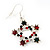 Red/Green/White Crystal 'Christmas Star' Drop Earrings In Silver Plating - 4.5cm Length - view 2