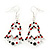 Red/Green/White Christmas Crystal Jingle Bell Drop Earrings In Silver Plating - 5.5cm Length