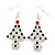 Green/Red/White Crystal 'Christmas Tree' Drop Earrings In Silver Plating - 5.5cm Length