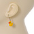 Cute Yellow Plastic 'Duck' Drop Earrings In Silver Plating - 3.5cm Length - view 3