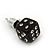 Tiny Black Crystal Plastic 'Dice' Stud Earrings In Silver Tone - 7mm Diameter - view 2