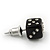 Tiny Black Crystal Plastic 'Dice' Stud Earrings In Silver Tone - 7mm Diameter - view 5