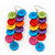 Long Multicoloured 'Button' Acrylic Drop Earrings In Silver Plating - 9cm Length