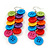 Long Multicoloured 'Button' Acrylic Drop Earrings In Silver Plating - 9cm Length - view 8