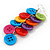 Long Multicoloured 'Button' Acrylic Drop Earrings In Silver Plating - 9cm Length - view 5