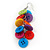 Long Multicoloured 'Button' Acrylic Drop Earrings In Silver Plating - 9cm Length - view 6