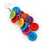 Long Multicoloured 'Button' Acrylic Drop Earrings In Silver Plating - 9cm Length - view 9
