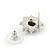 Small Black/Clear Diamante Stud Earrings In Silver Plating - 15mm In Length - view 4