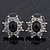 Small Black/Clear Diamante Stud Earrings In Silver Plating - 15mm In Length - view 2