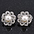 Classic Diamante Simulated Pearl Clip On Earrings In Silver Plating - 17mm Diameter