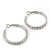 Clear Crystal Classic Hoop Earrings In Rhodium Plating - 3cm Diameter - view 9