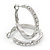 Clear Crystal Classic Hoop Earrings In Rhodium Plating - 3cm Diameter - view 4