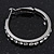 Clear Crystal Classic Hoop Earrings In Rhodium Plating - 3cm Diameter - view 3