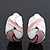Pale Pink/White C-Shape Geometric Enamel Clip-on Earrings In Rhodium Plating - 20mm - view 2