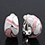 Pale Pink/White C-Shape Geometric Enamel Clip-on Earrings In Rhodium Plating - 20mm - view 3