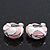 Pale Pink/White C-Shape Geometric Enamel Clip-on Earrings In Rhodium Plating - 20mm - view 6