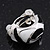 Black/White C-Shape Geometric Enamel Clip-on Earrings In Rhodium Plating - 20mm - view 4