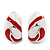 Red/White C-Shape Geometric Enamel Clip-on Earrings In Rhodium Plating - 20mm