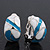 Teal/White C-Shape Geometric Enamel Clip-on Earrings In Rhodium Plating - 20mm - view 6