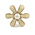 Cream Enamel Simulated Pearl Flower Stud Earrings In Gold Plating - 2cm D - view 3