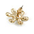 Cream Enamel Simulated Pearl Flower Stud Earrings In Gold Plating - 2cm D - view 5