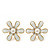 Cream Enamel Simulated Pearl Flower Stud Earrings In Gold Plating - 2cm D - view 8