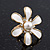Cream Enamel Simulated Pearl Flower Stud Earrings In Gold Plating - 2cm D - view 10