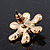 Cream Enamel Simulated Pearl Flower Stud Earrings In Gold Plating - 2cm D - view 7