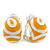 Yellow/White Enamel C-Shape Clip-on Earrings In Rhodium Plating - 15mm Length - view 6